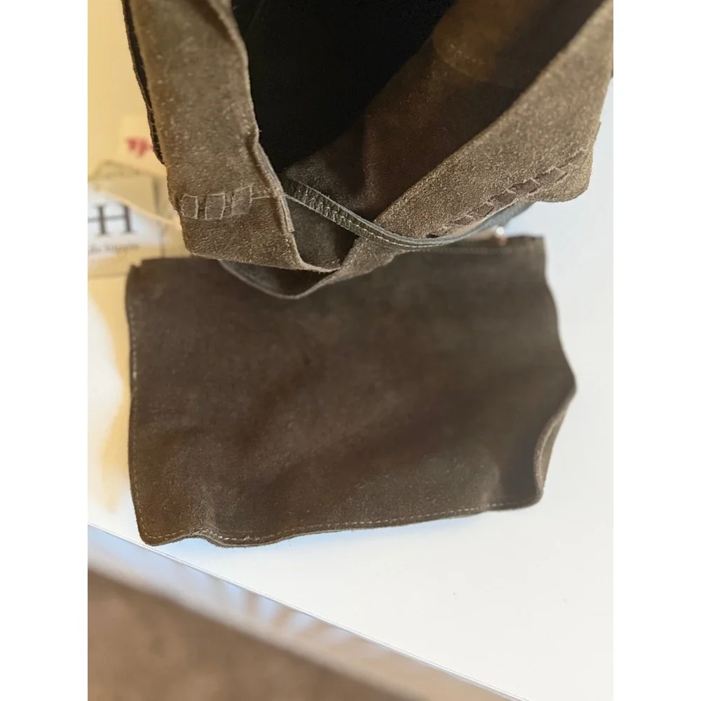 Haute Hippie Style Brown Suede Hobo Bag Whipstitch Boho Shoulder Bag NEW